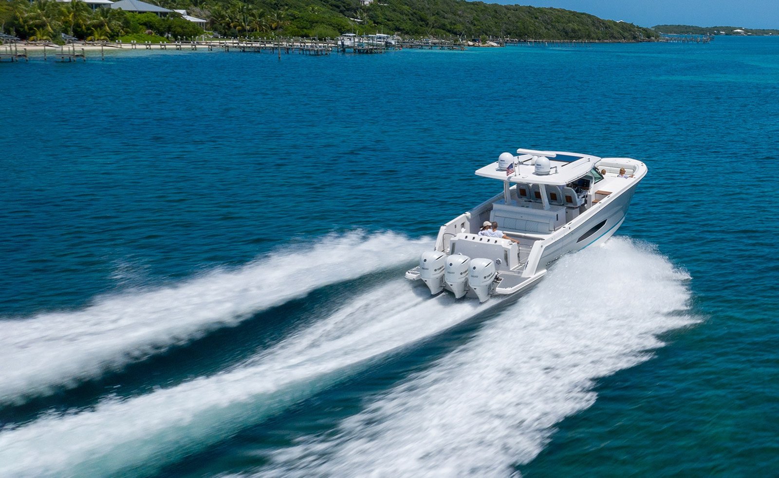 Regal boat running on the water